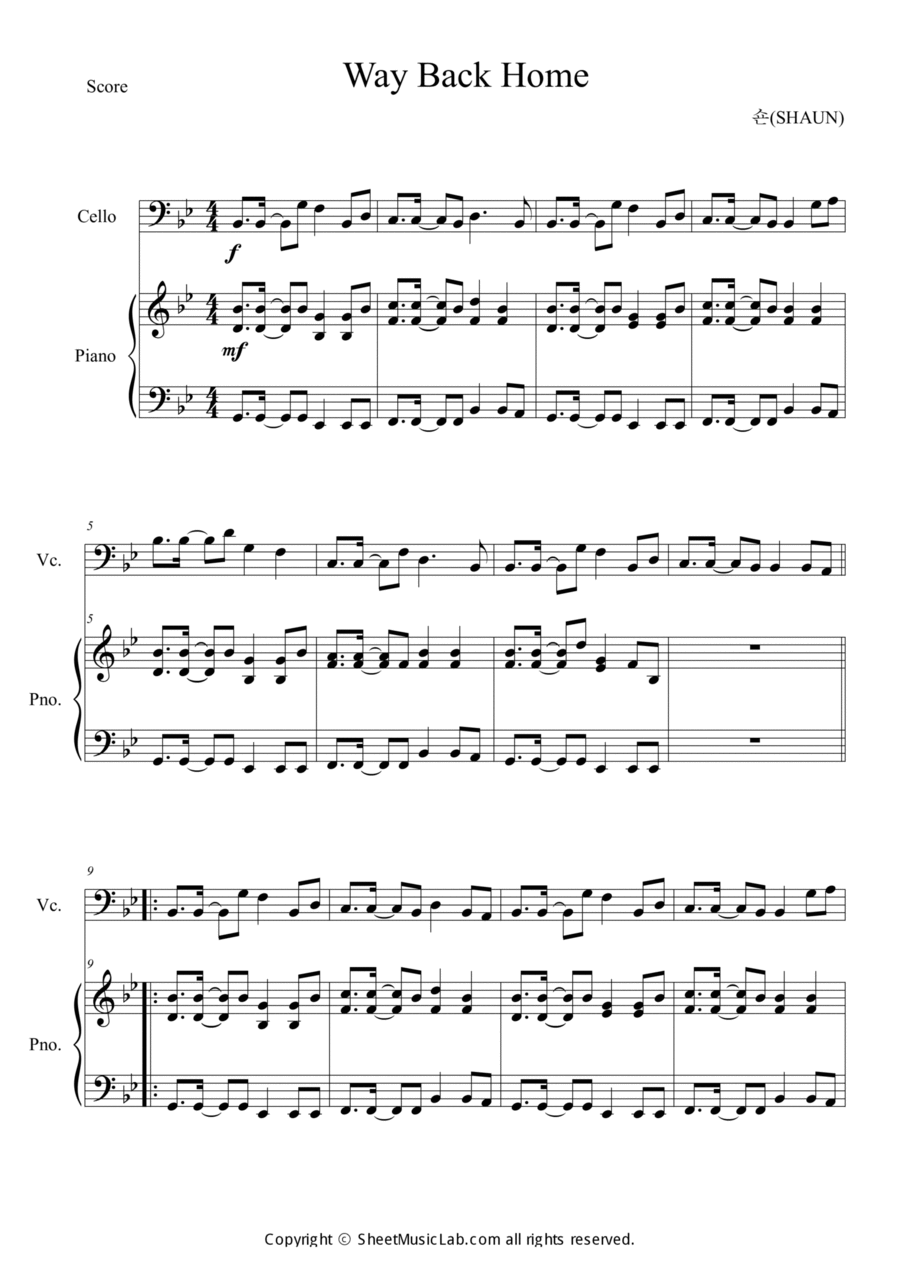 Way Back Home Piano Digital Sheet Music Sheet Music Plus