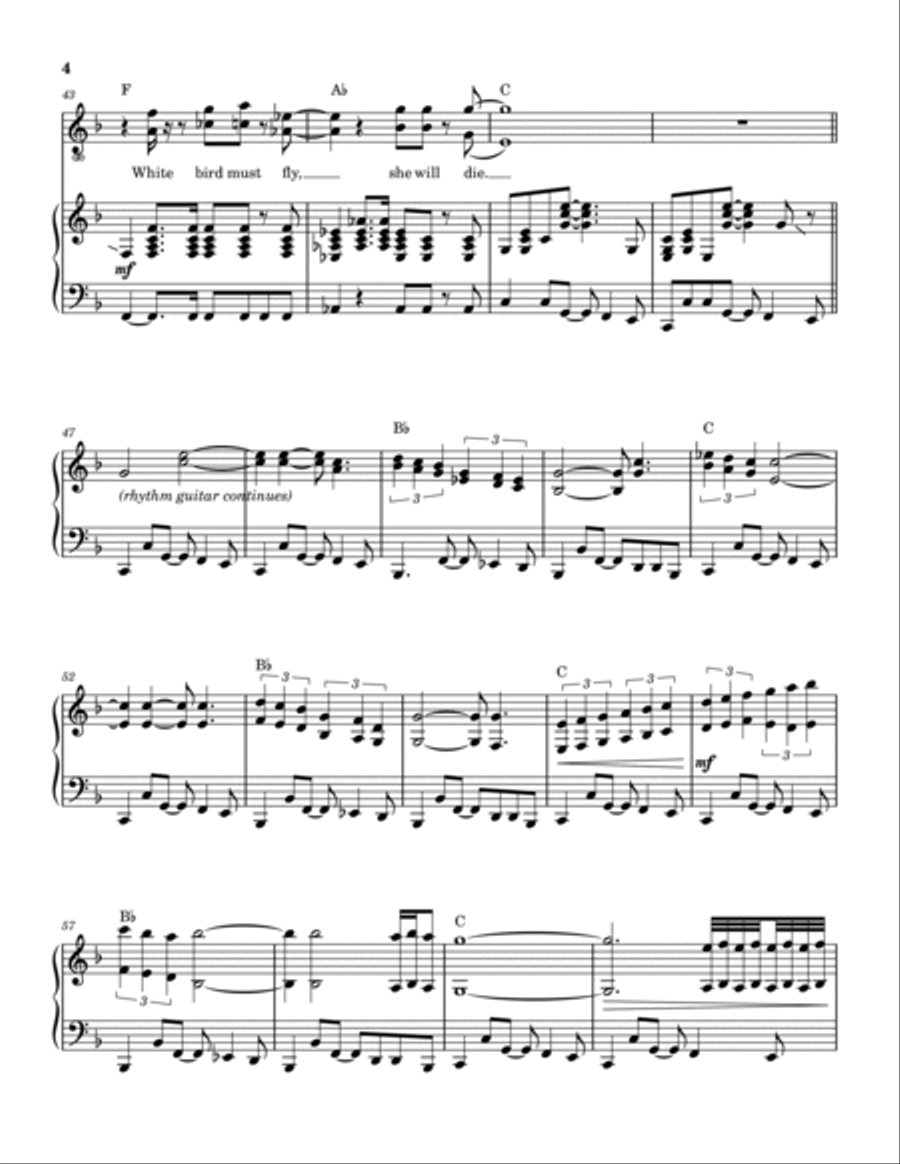 White Bird Piano, Vocal, Guitar scores gallery preview page 5