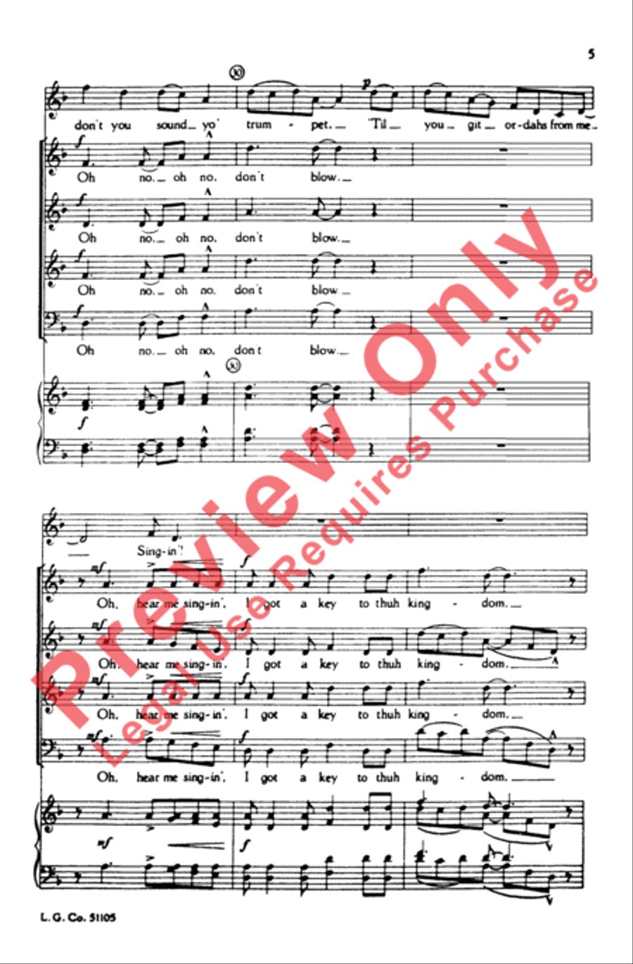 I Got a Key 4-Part scores gallery preview page 5