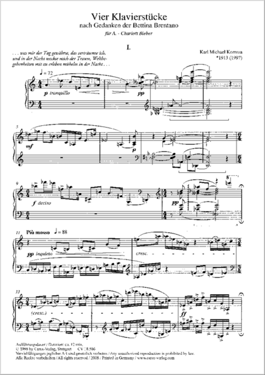 Vier Klavierstucke Vier Klavierstucke Piano Solo scores gallery preview page 22
