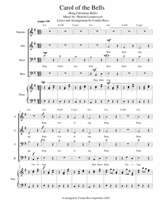 Book cover for Carol of the Bells (Hear them Ring) - SATB and Piano