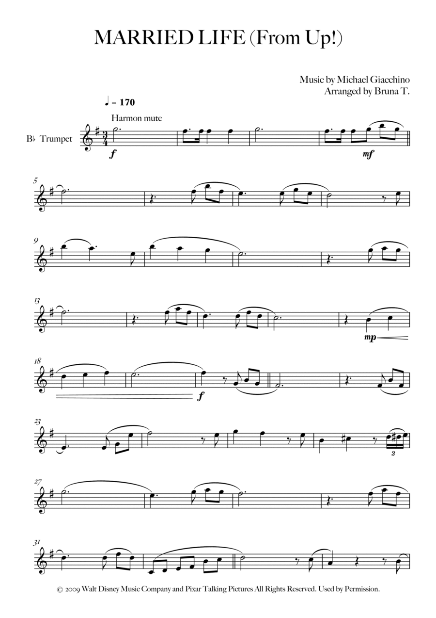 Married Life C Trumpet scores gallery preview page 1