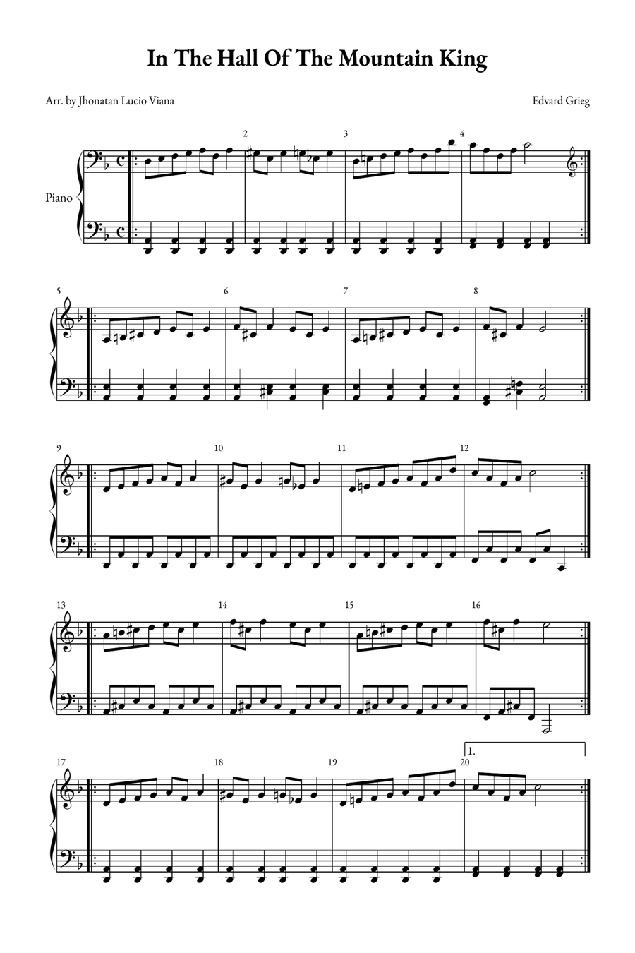 In The Hall of the Mountain King Piano Solo scores gallery preview page 1