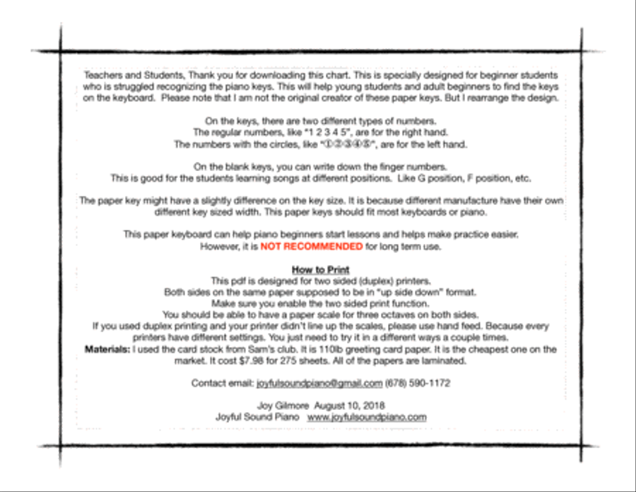 Paper keys to help piano beginners Piano Method scores gallery preview page 2