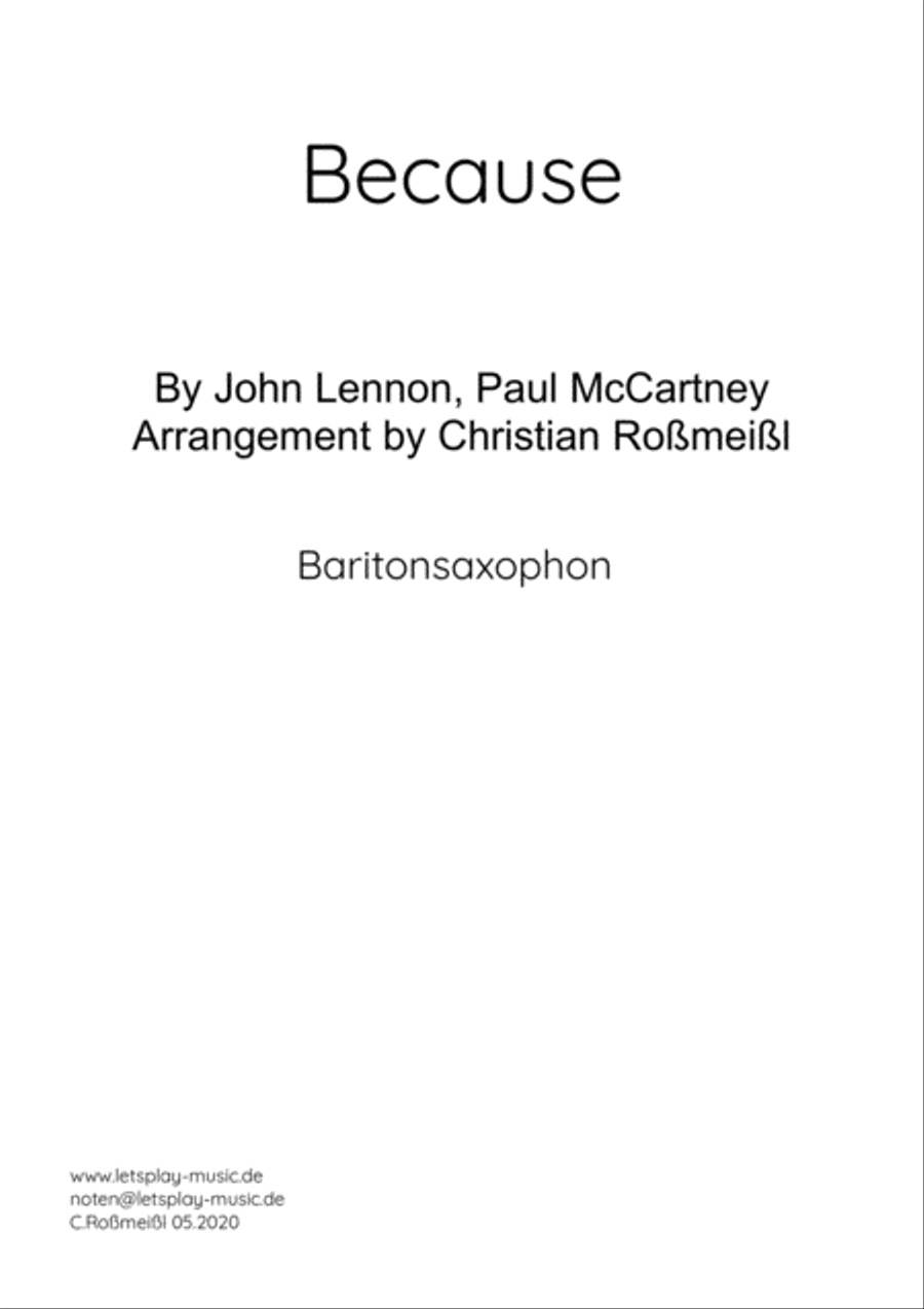 Because Baritone Saxophone scores gallery preview page 1