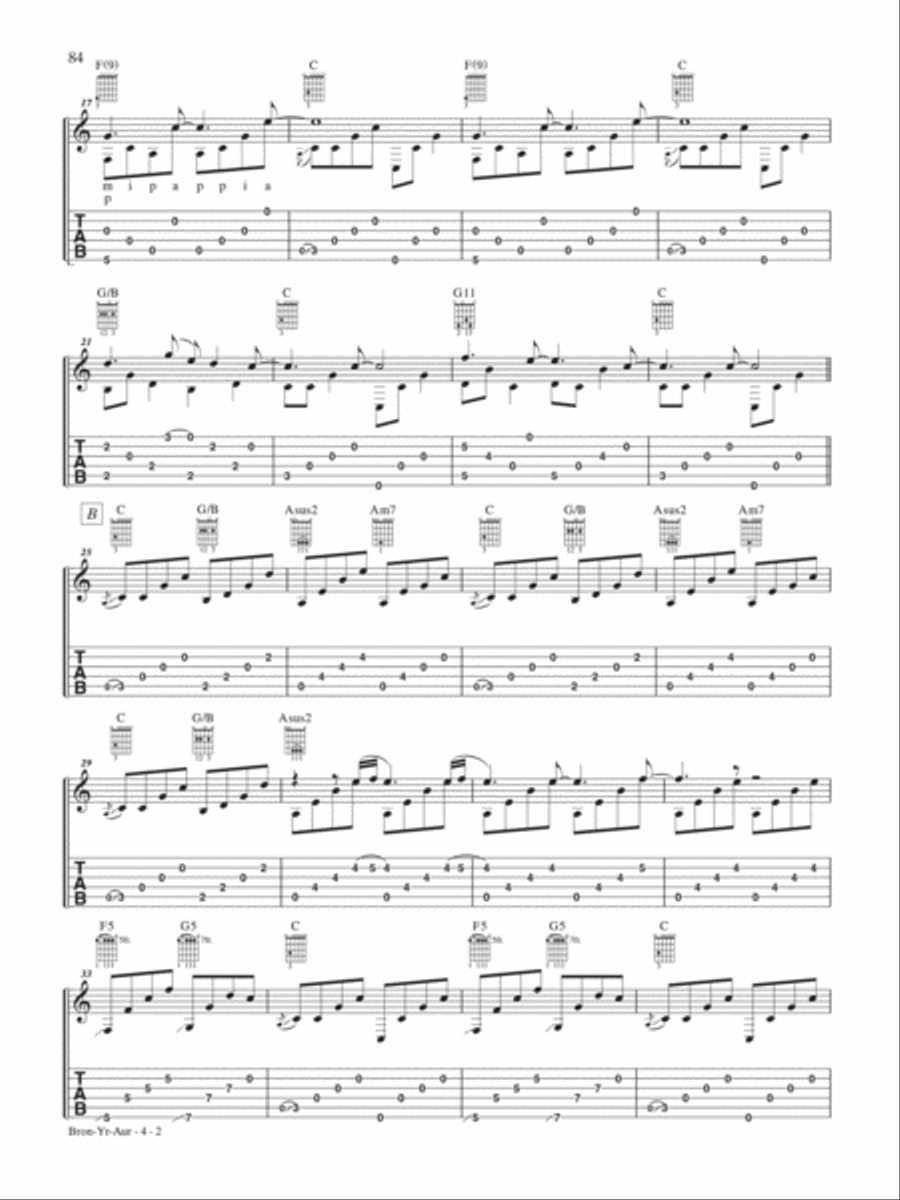 Bron-Yr-Aur Guitar Tablature scores gallery preview page 2