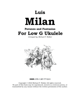 Book cover for Luis Milan Pavanes and Fantasias For Low G Ukulele