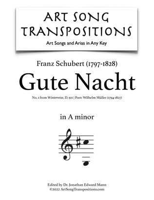 Book cover for SCHUBERT: Gute Nacht, D. 911 no. 1 (transposed to A minor)