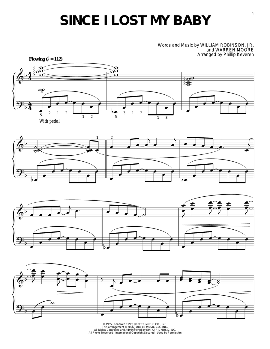 Since I Lost My Baby (arr. Phillip Keveren) Piano Solo scores gallery preview page 1