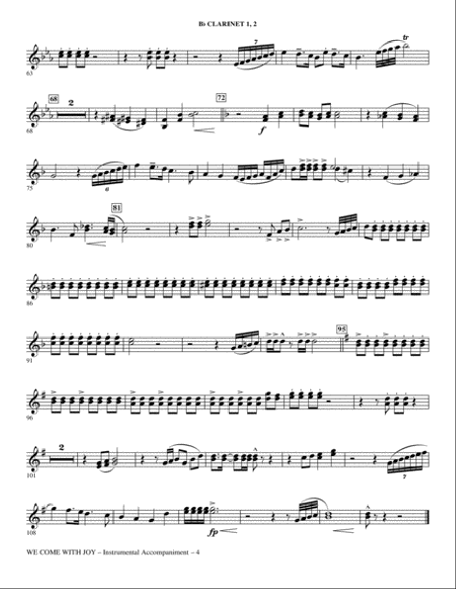 We Come With Joy Orchestration - Clarinet 1 & 2 Choir scores gallery preview page 4
