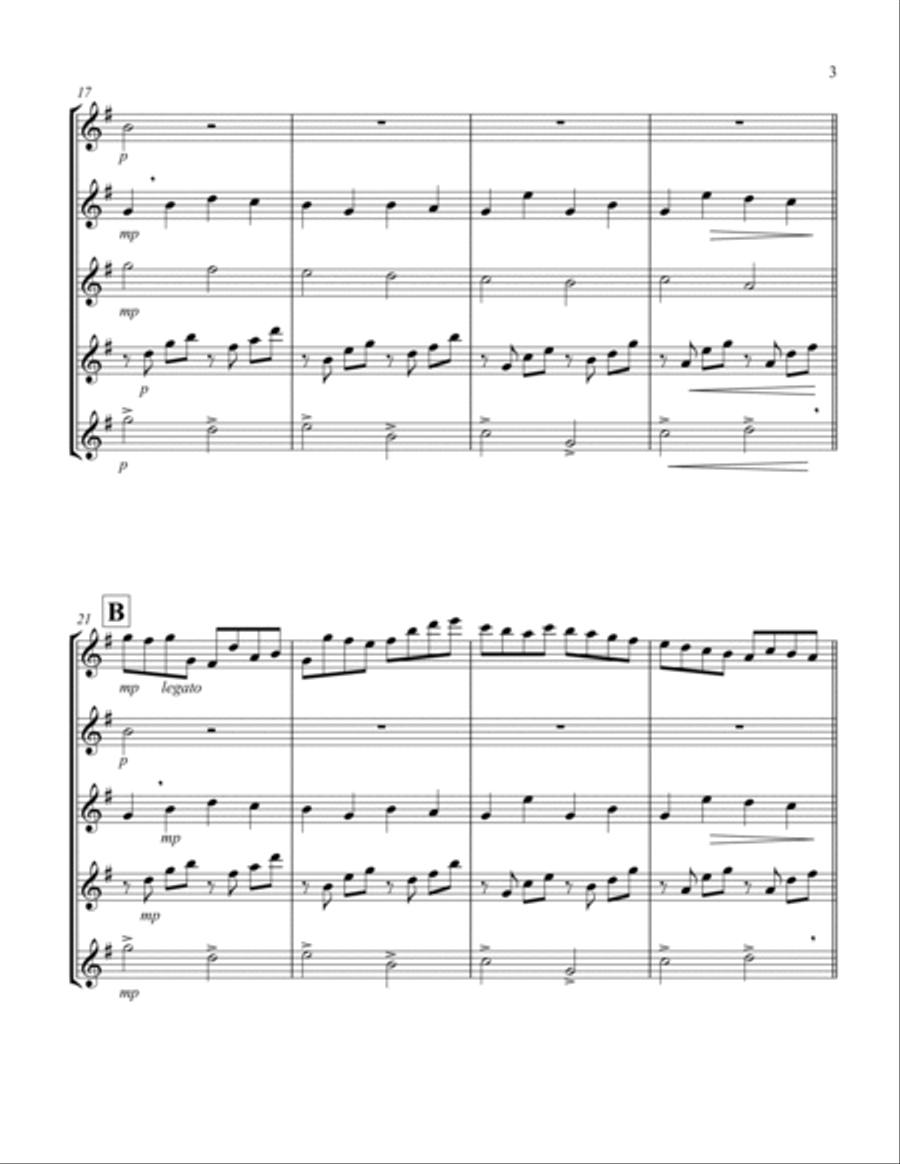 Canon (Pachelbel) (Bb) (Alto Saxophone Quintet) Saxophone Quintet scores gallery preview page 3