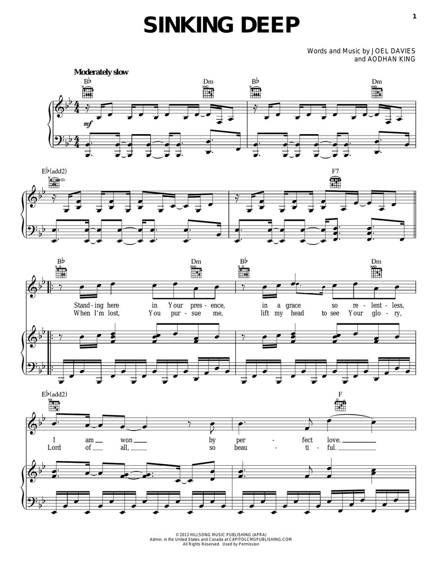 Sinking Deep Piano, Vocal, Guitar scores gallery preview page 1