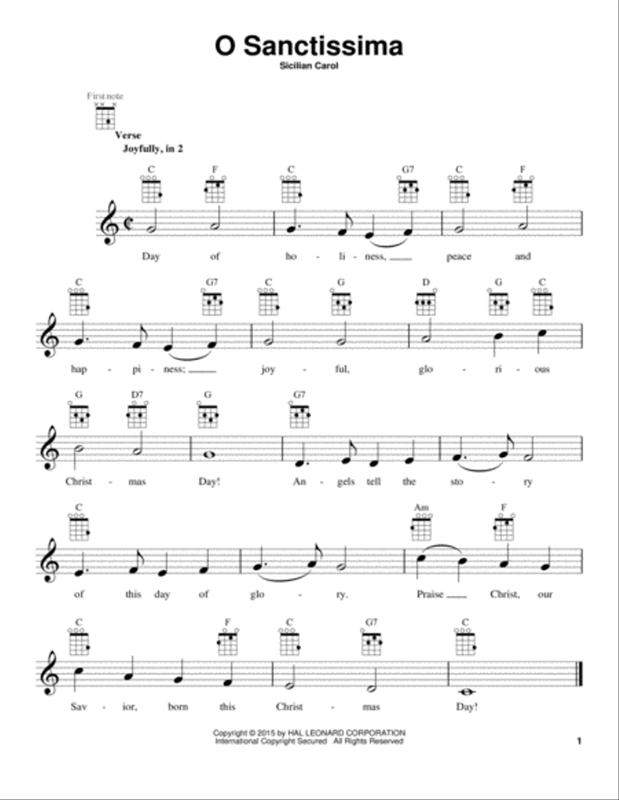 O Sanctissima O Sanctissima Ukulele scores gallery preview page 1