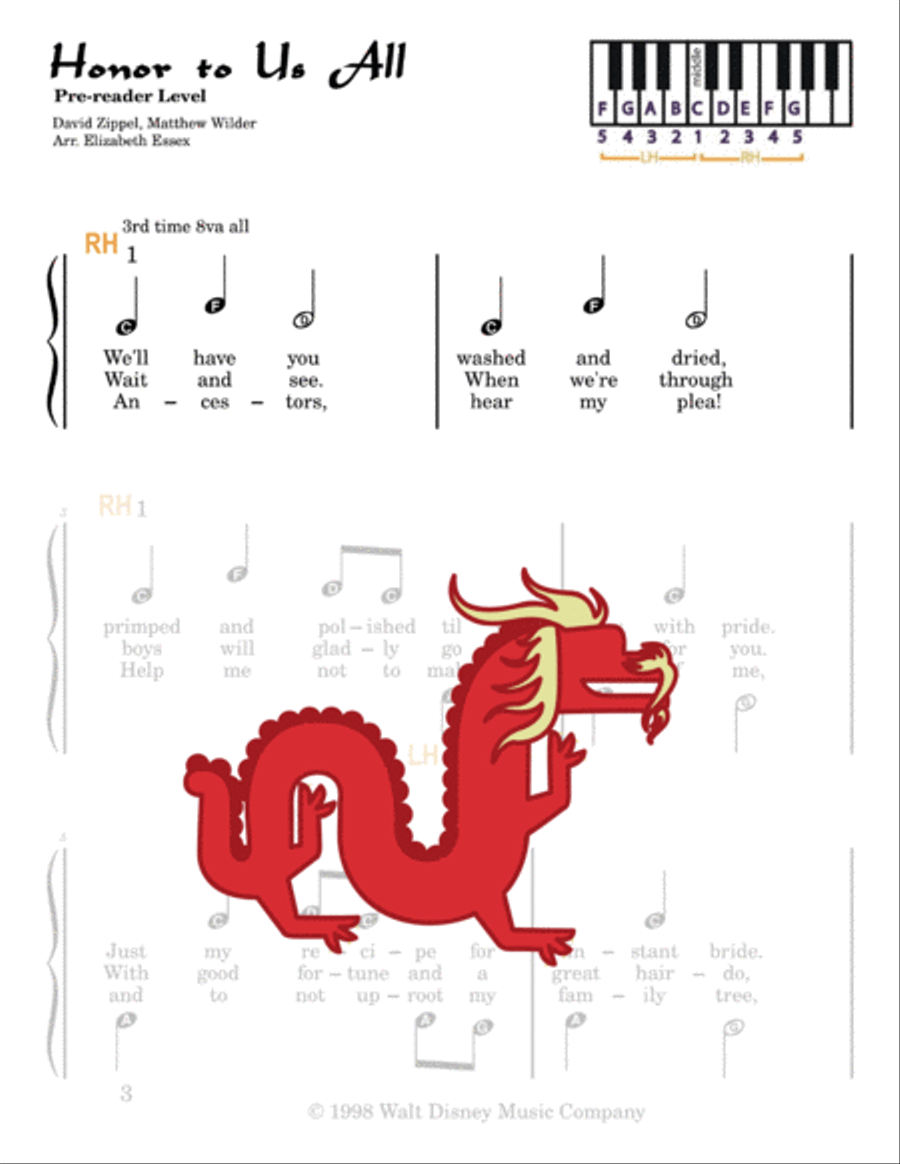 Honor To Us All Easy Piano scores gallery preview page 2