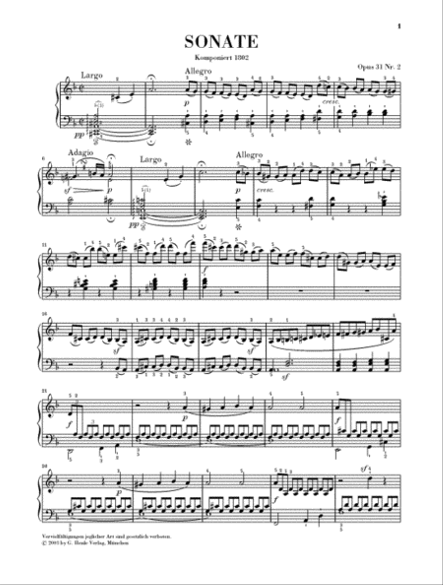 Piano Sonata No. 17 in D Minor Op. 31