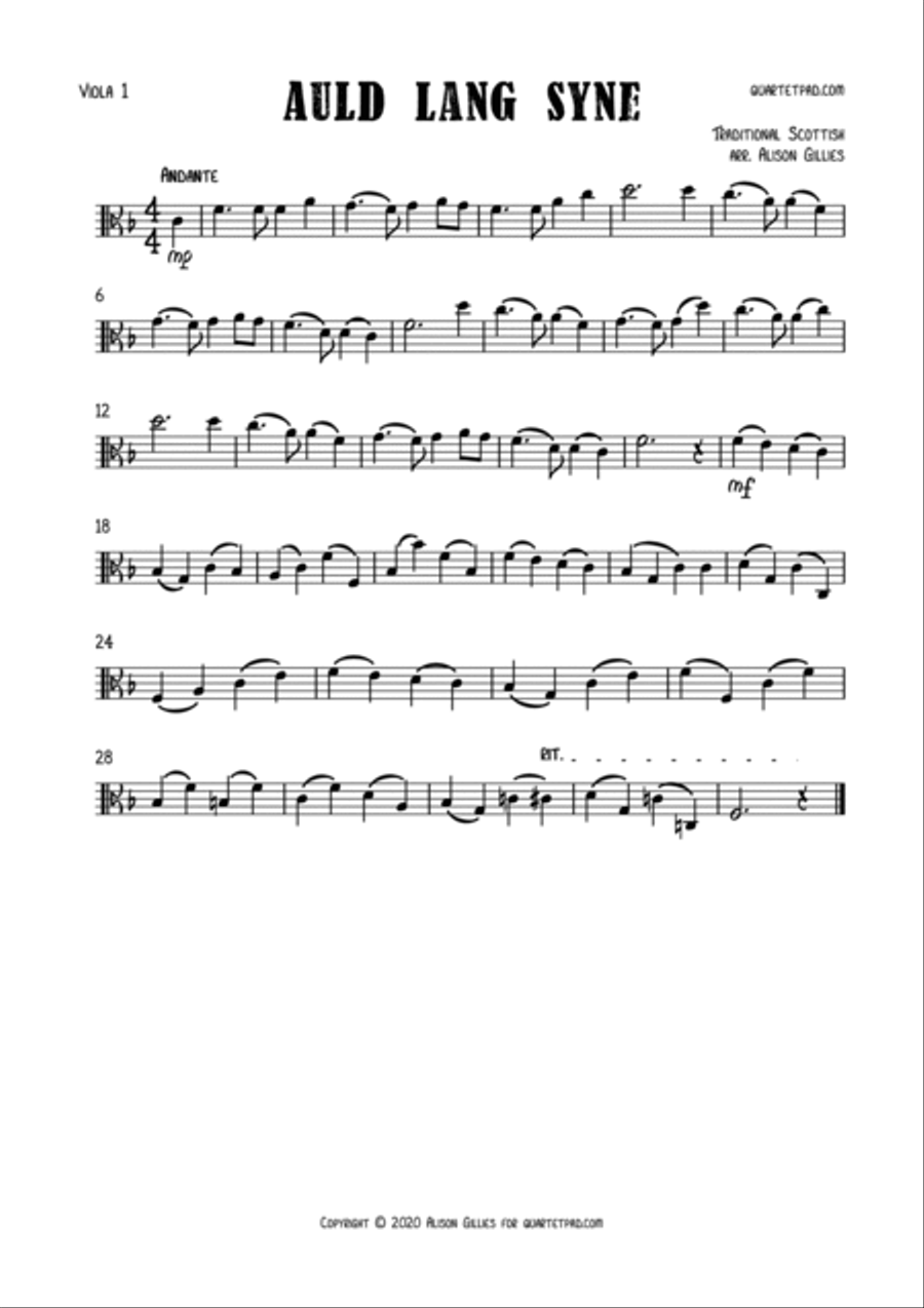 Auld Lang Syne - Viola Duet String Duet scores gallery preview page 2
