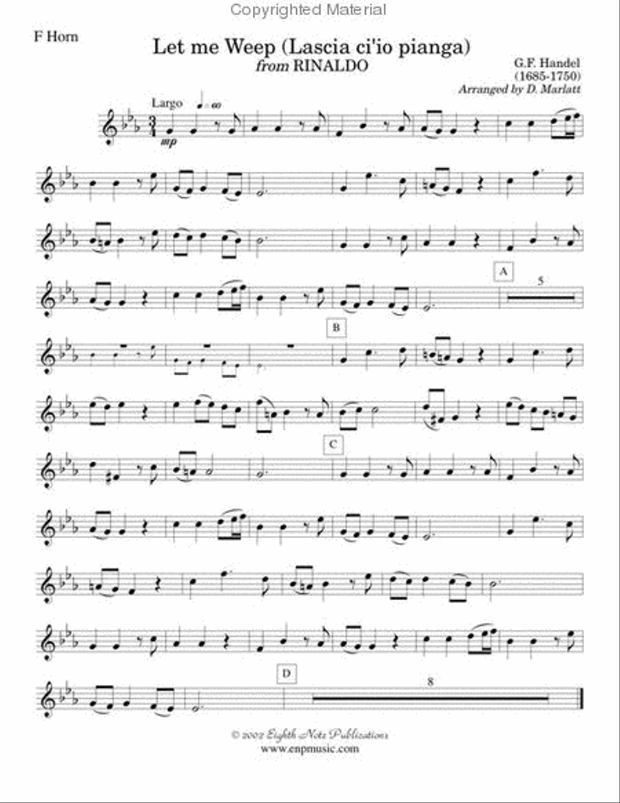 Let Me Weep (Lascia ch'io pianga) (from Rinaldo) Small Ensemble scores gallery preview page 2