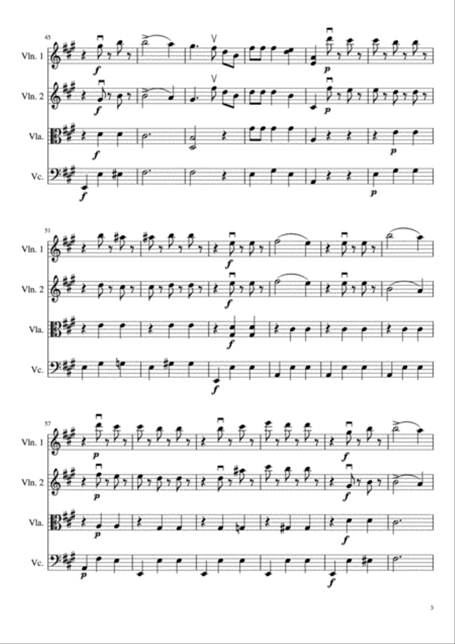 Theme from The Blue Danube String Quartet scores gallery preview page 4
