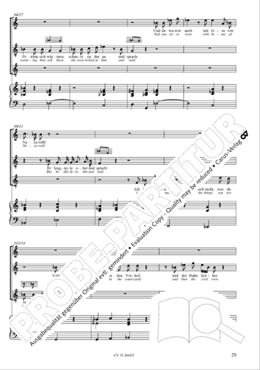 St. Mark Passion (Markus-Passion) 4-Part scores gallery preview page 30