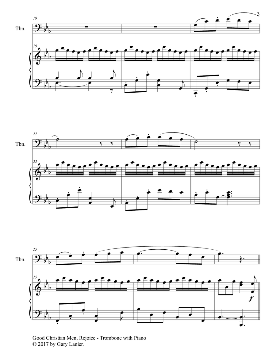 GOOD CHRISTIAN MEN, REJOICE (Trombone with Piano & Score/Part) Piano scores gallery preview page 4