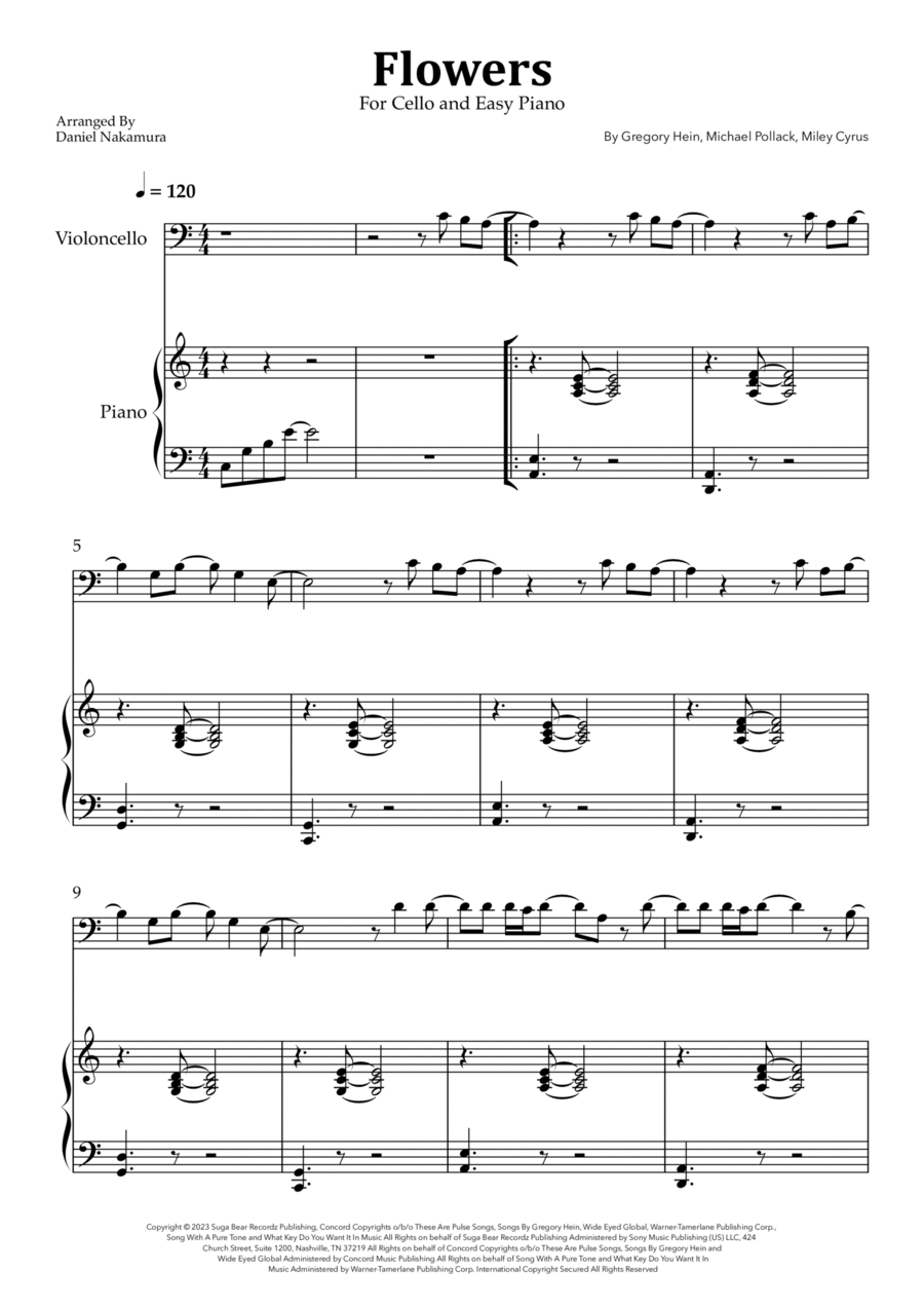 Flowers Piano scores gallery preview page 1