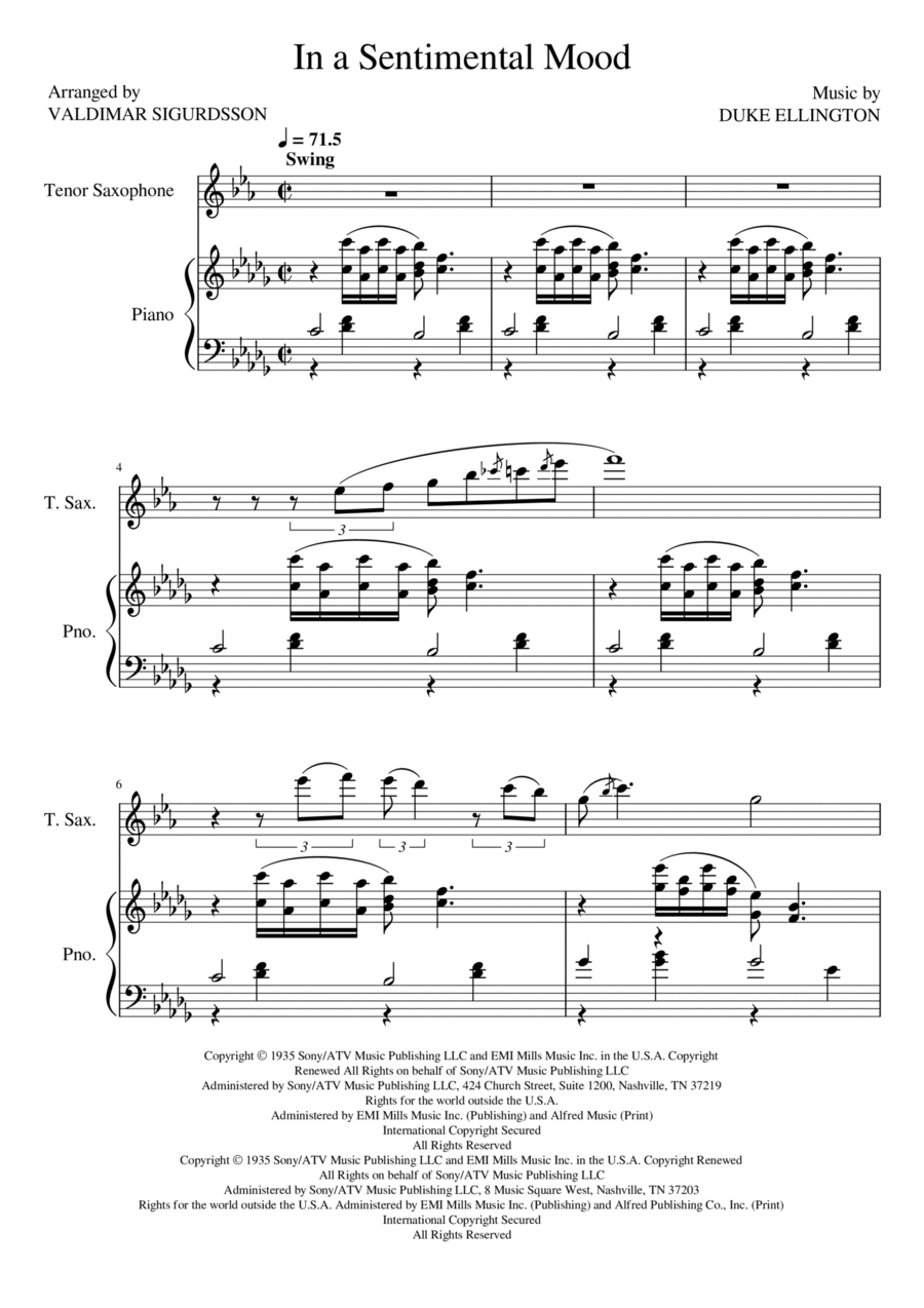 In A Sentimental Mood Piano scores gallery preview page 1