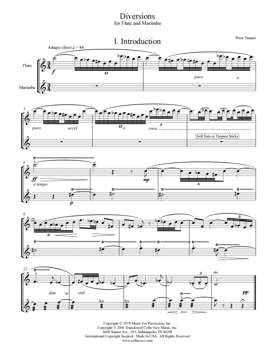 Diversions For Flute & Marimba