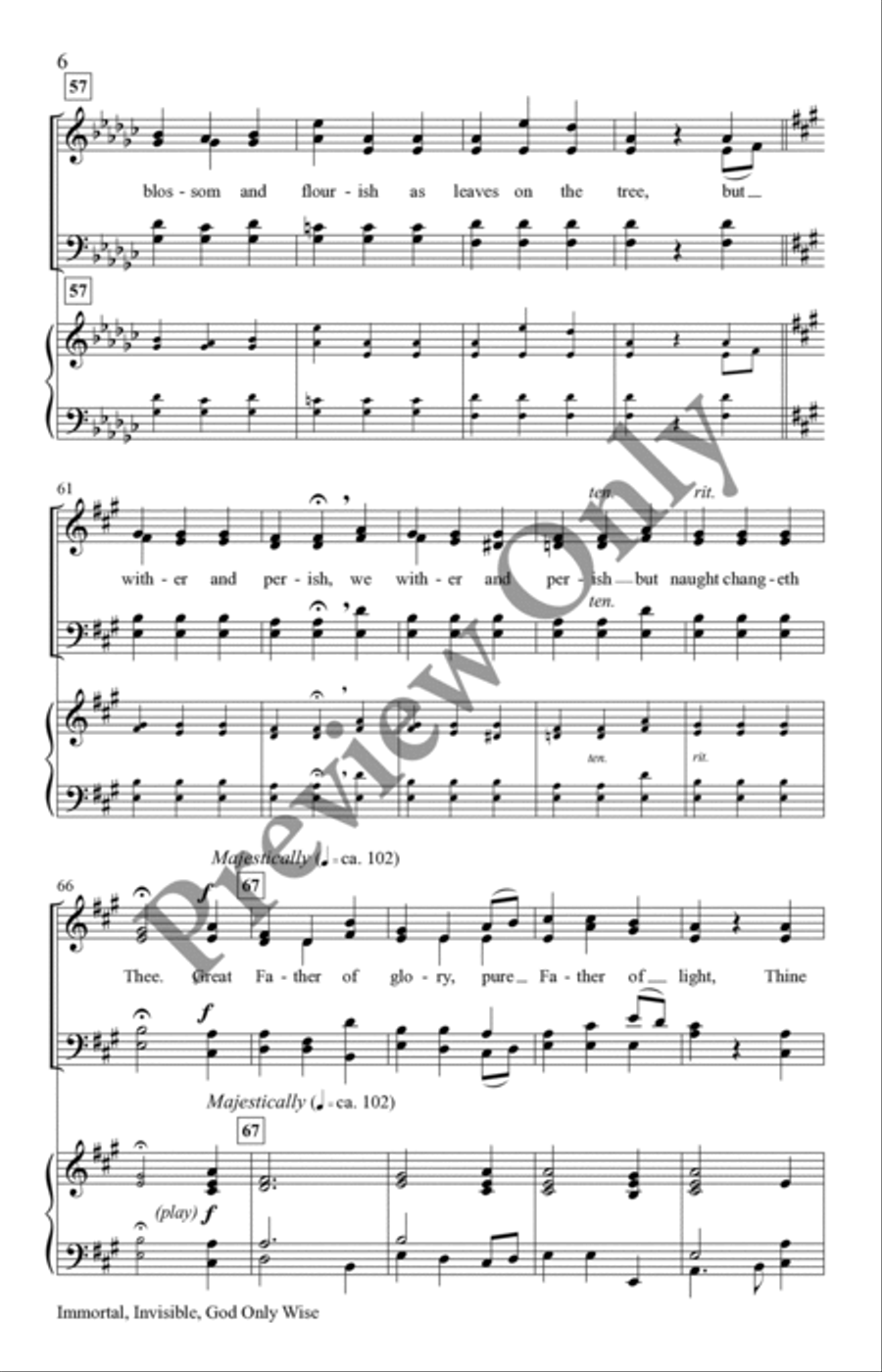 Immortal, Invisible, God Only Wise 4-Part scores gallery preview page 5