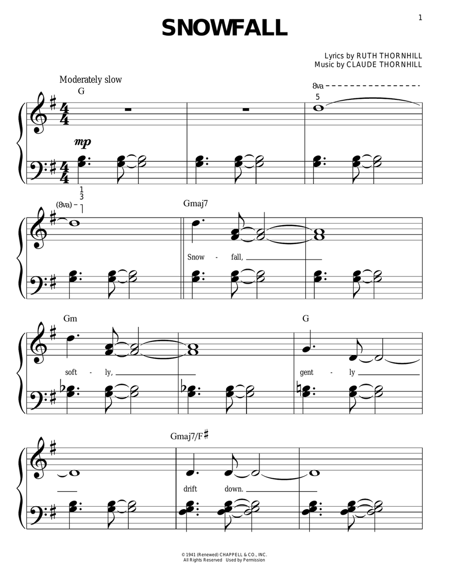 Snowfall Easy Piano scores gallery preview page 1