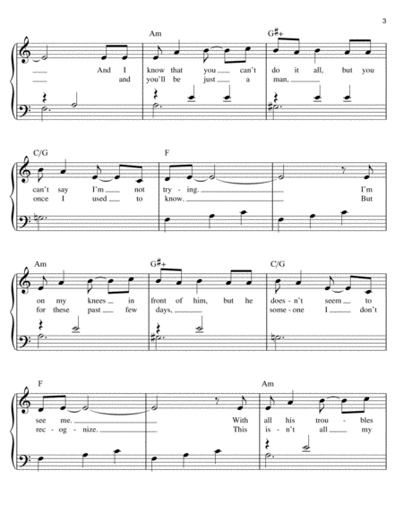 The Hill by Glen Hansard Easy Piano - Digital Sheet Music