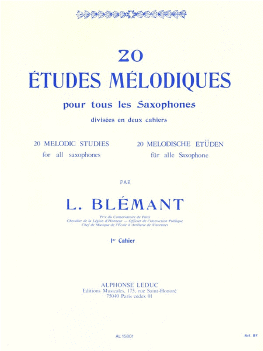 20 Etudes Melodiques pour tous les Saxophones - Volume 1 Saxophone Solo scores gallery preview page 1