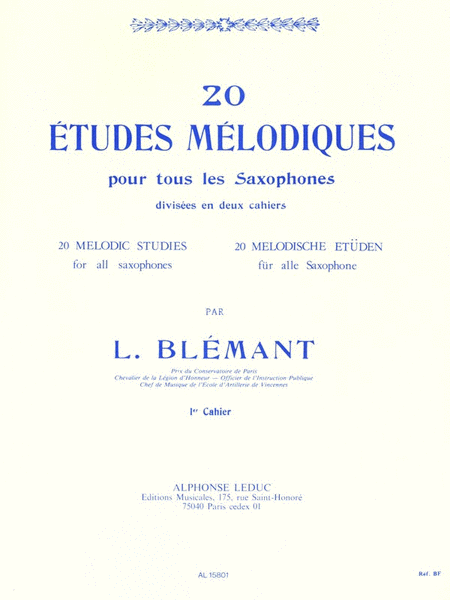 20 Etudes Melodiques pour tous les Saxophones - Volume 1