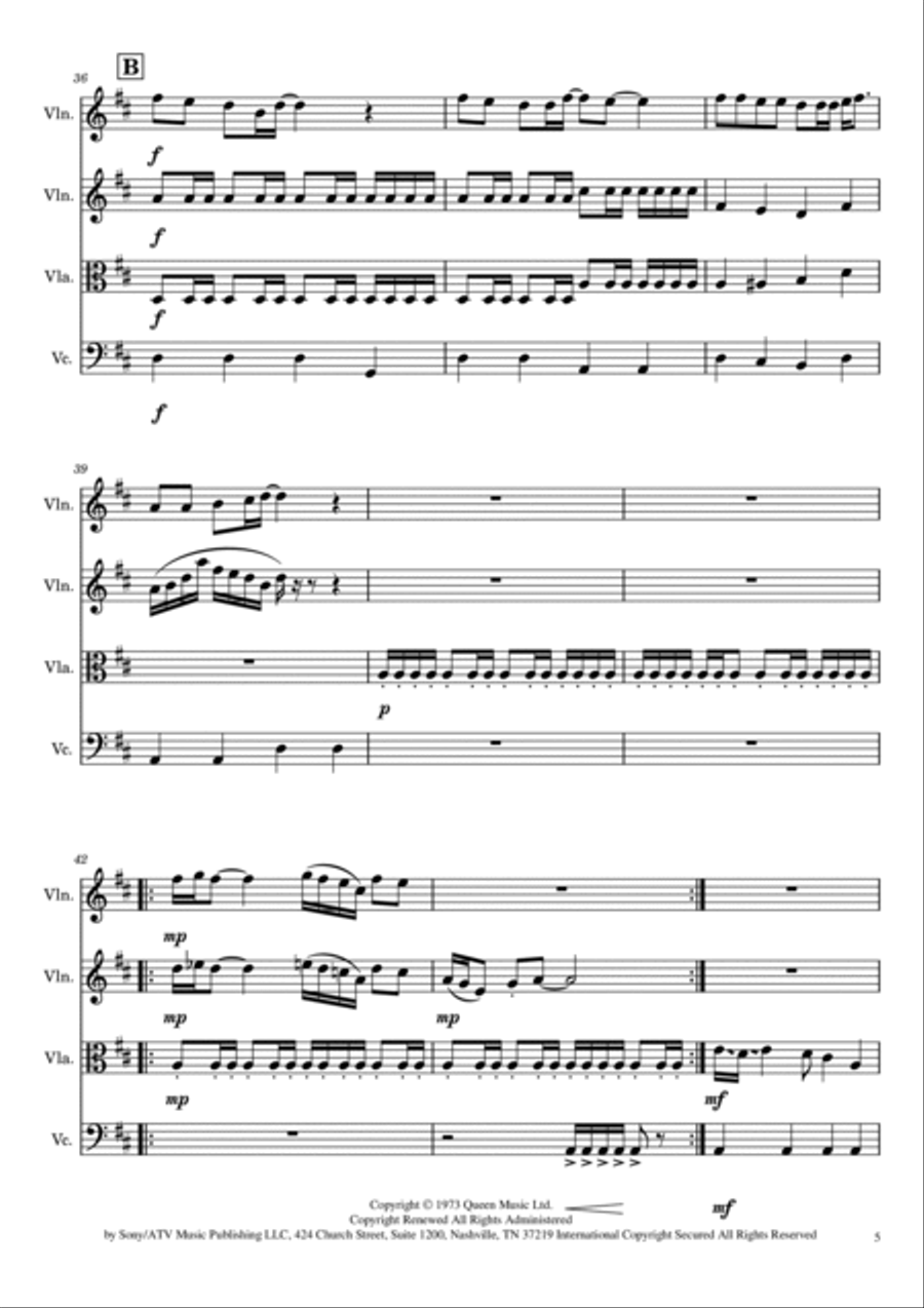 Keep Yourself Alive Keep Yourself Alive String Quartet scores gallery preview page 5