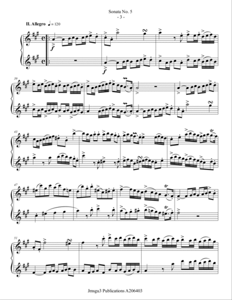 Loeillet: Sonata No. 5 for Soprano Sax Duo Woodwind Duet scores gallery preview page 3