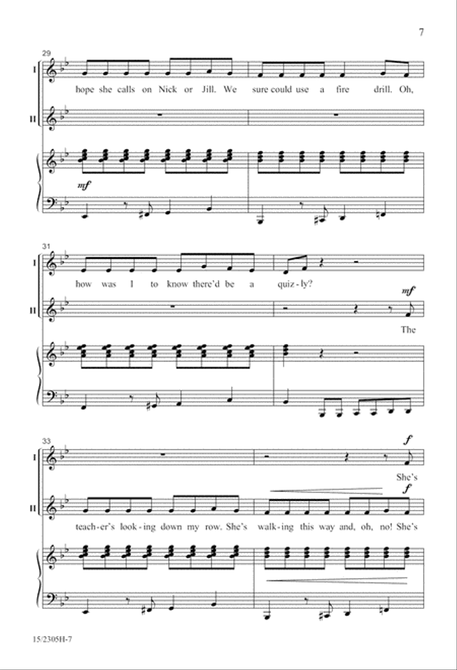 I Hope the Teacher Won't Call on Me! 2-Part scores gallery preview page 8