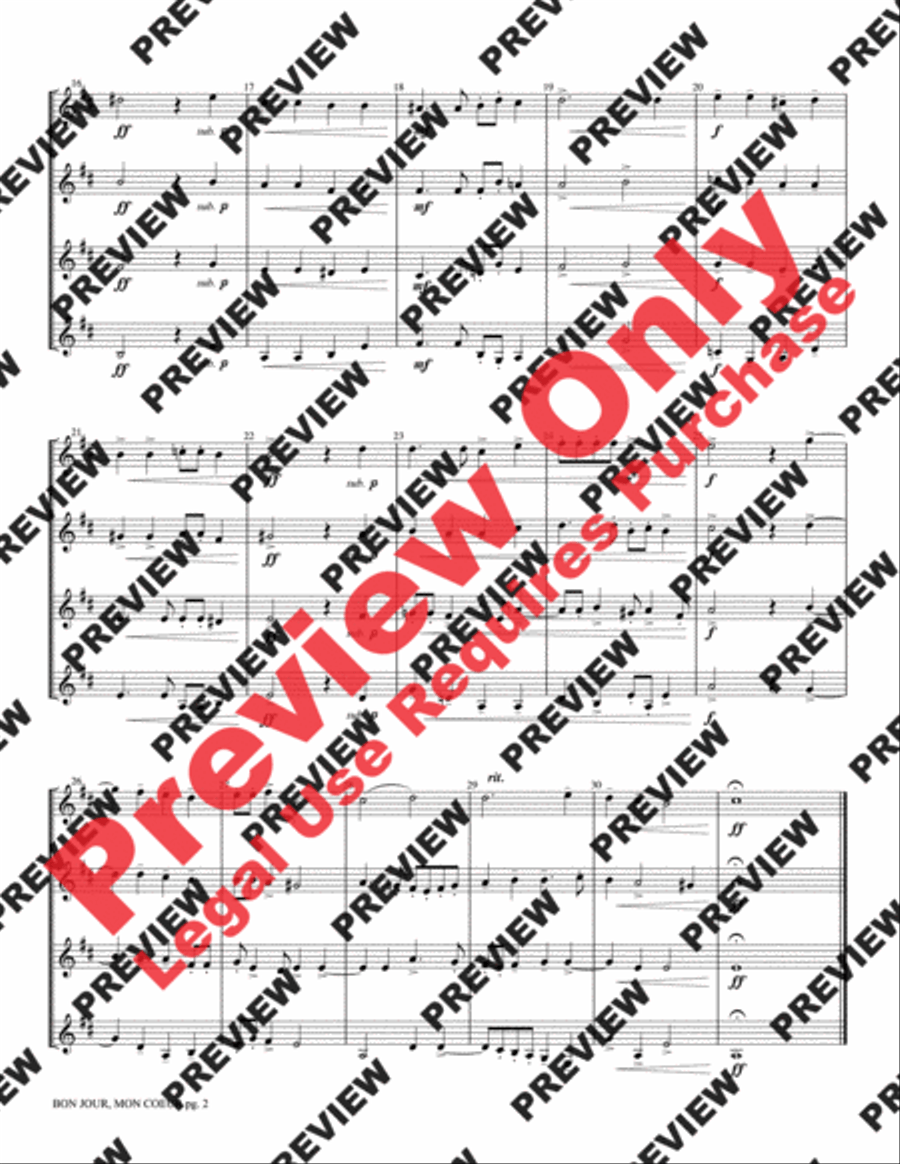 Bon Jour, Mon Coeur Bon Jour, Mon Coeur Clarinet Quartet scores gallery preview page 4