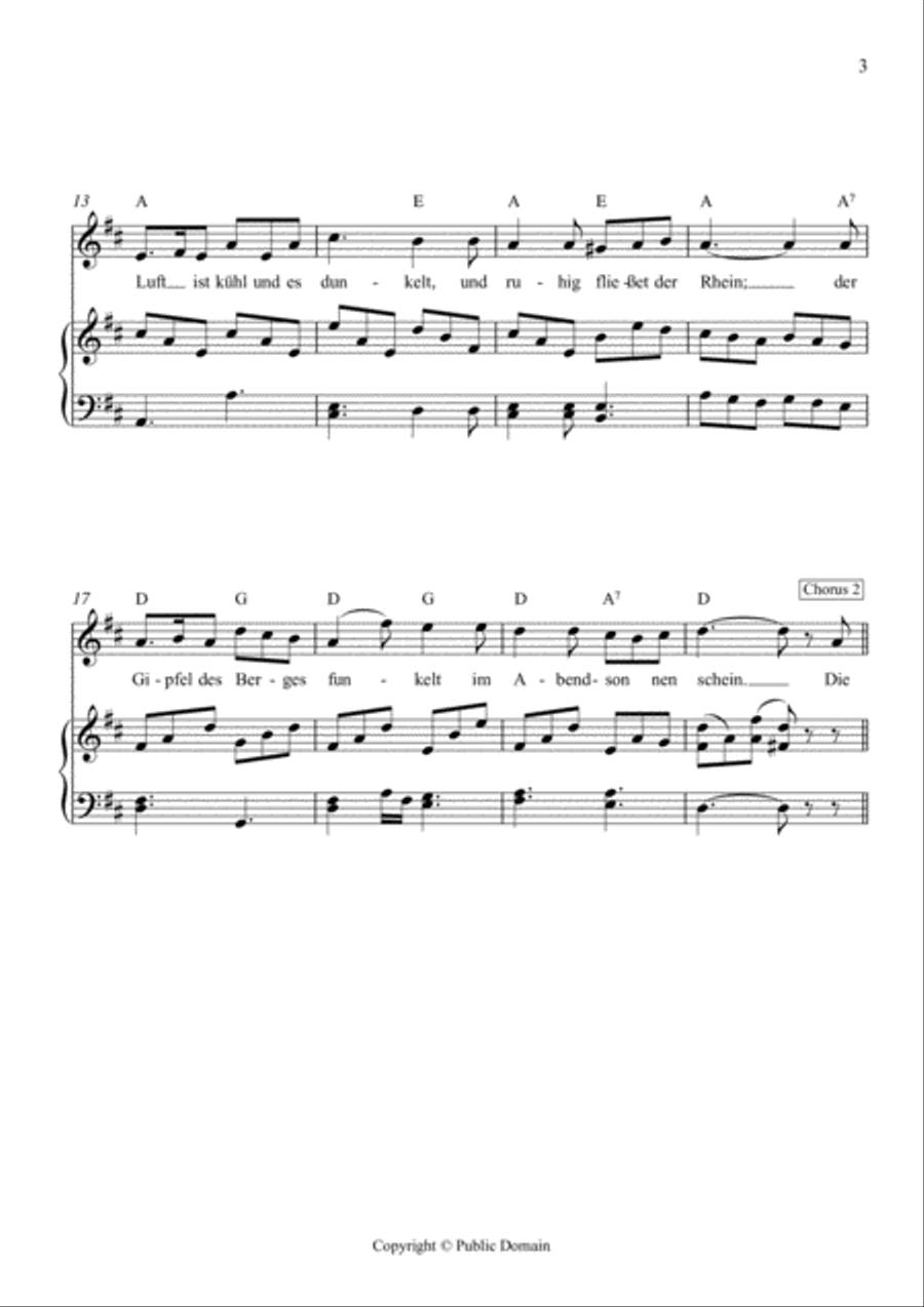 Lorelei - Ich weiß nicht, was soll es bedeuten Piano, Vocal, Guitar scores gallery preview page 3