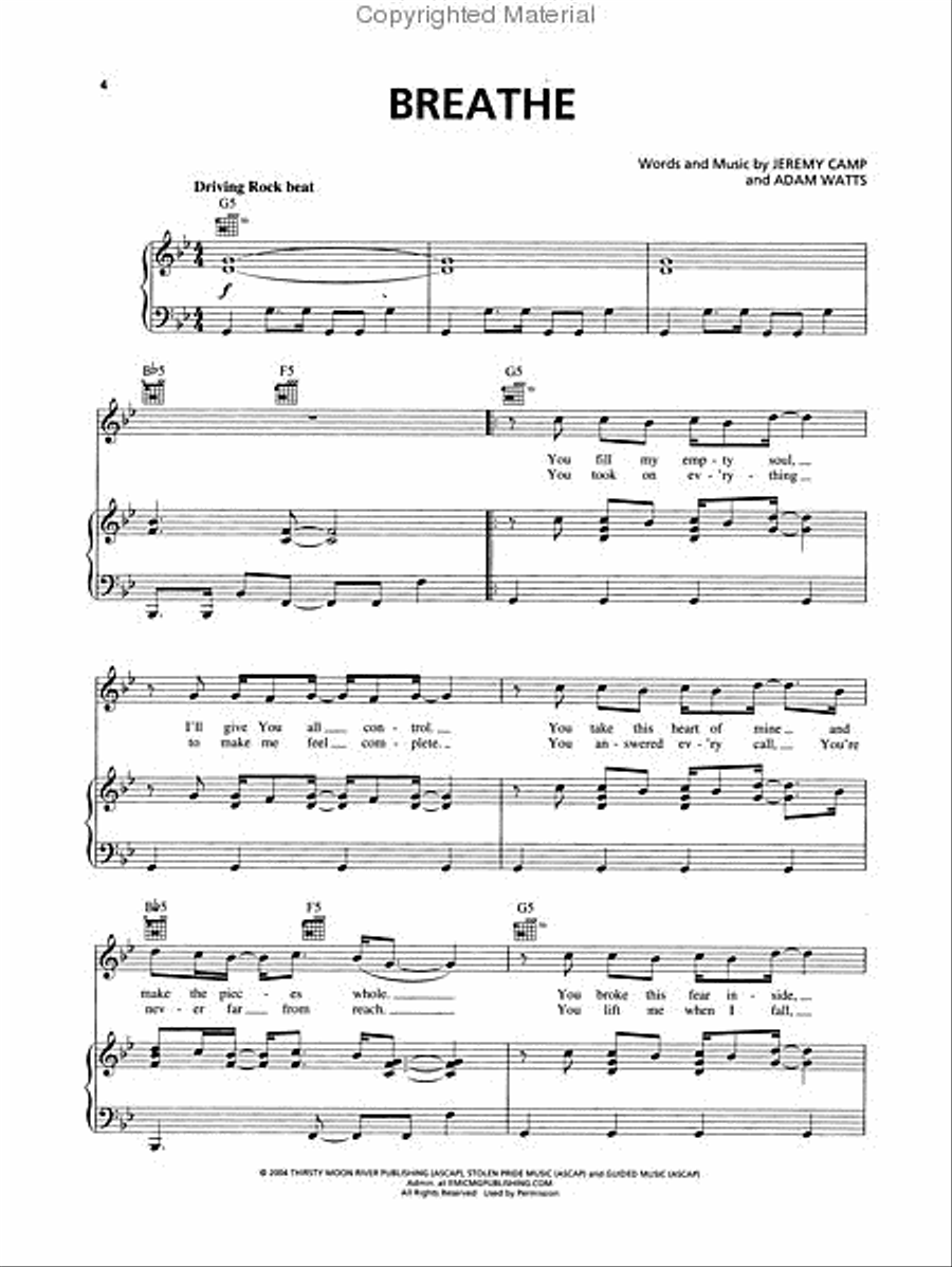 The Jeremy Camp Collection Piano, Vocal, Guitar scores gallery preview page 2