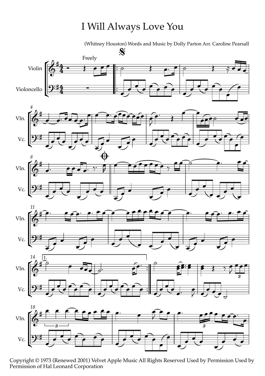 I Will Always Love You String Duet scores gallery preview page 3