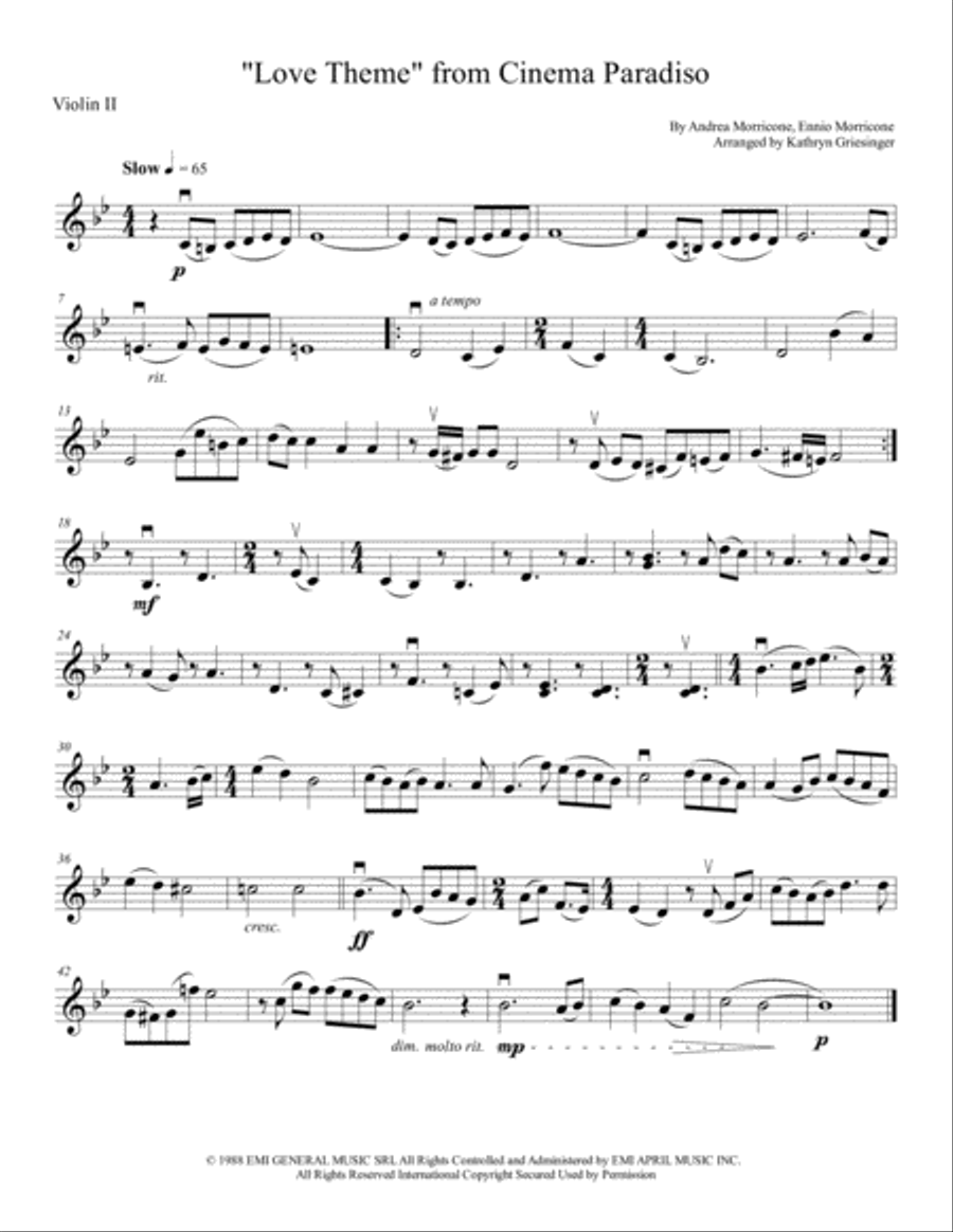 Cinema Paradiso Cinema Paradiso String Quartet scores gallery preview page 2