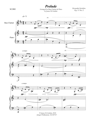 Scriabin: Prelude Op. 11 No. 2 for Bass Clarinet & Piano