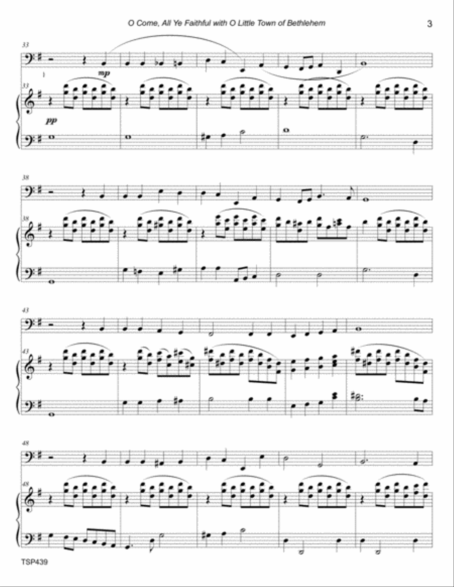 O COME ALL YE FAITHFUL/O LITTLE TOWN OF BETHLEHEM - TUBA SOLO with Piano Accompaniment Piano scores gallery preview page 3