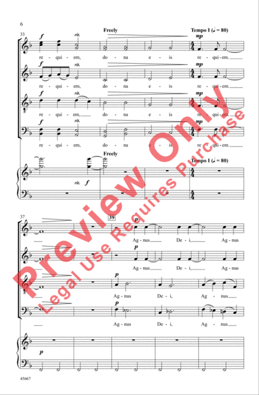 Agnus Dei (Requiem) Agnus Dei (Requiem) 4-Part scores gallery preview page 6