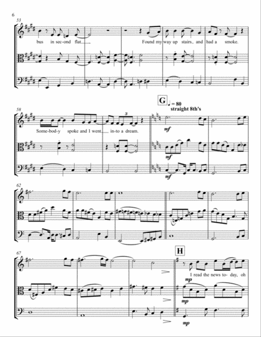 A Day In The Life String Trio scores gallery preview page 6