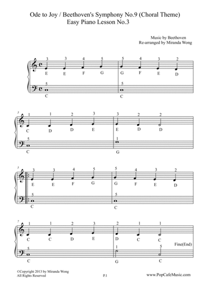 Ode to Joy - Easy Piano Lesson No.3 image number null