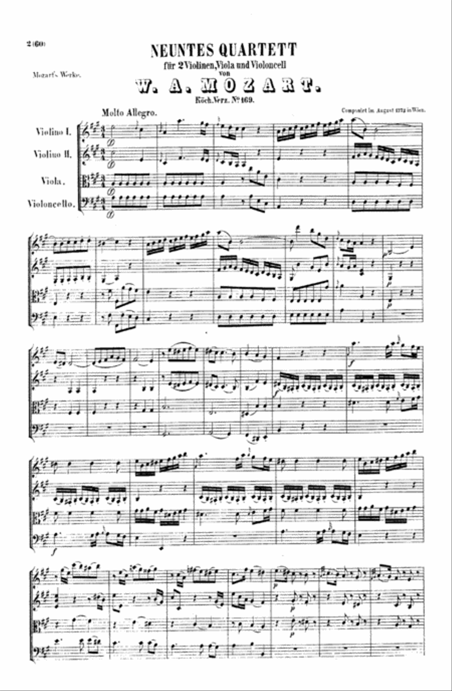 Mozart: String Quartets String Quartet scores gallery preview page 1