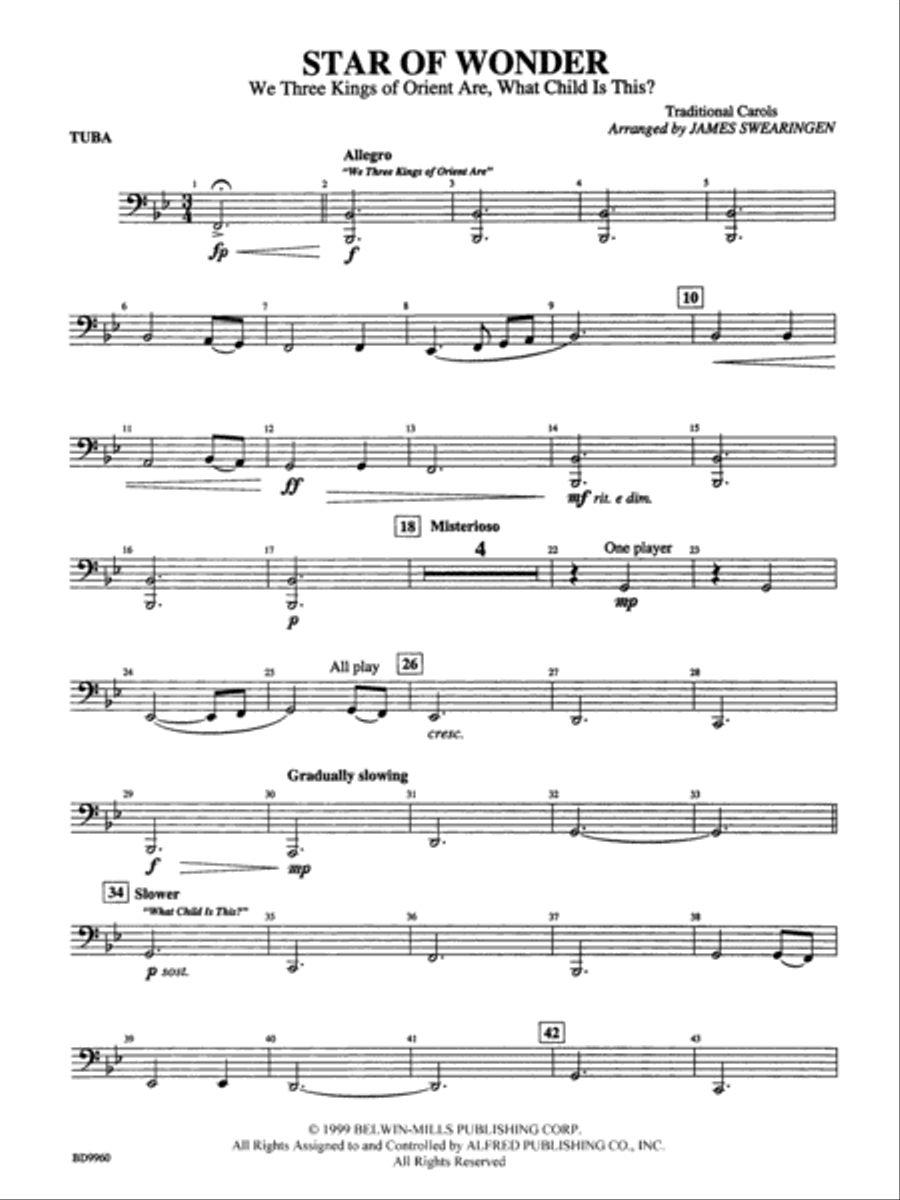 Star of Wonder: Tuba Concert Band scores gallery preview page 1