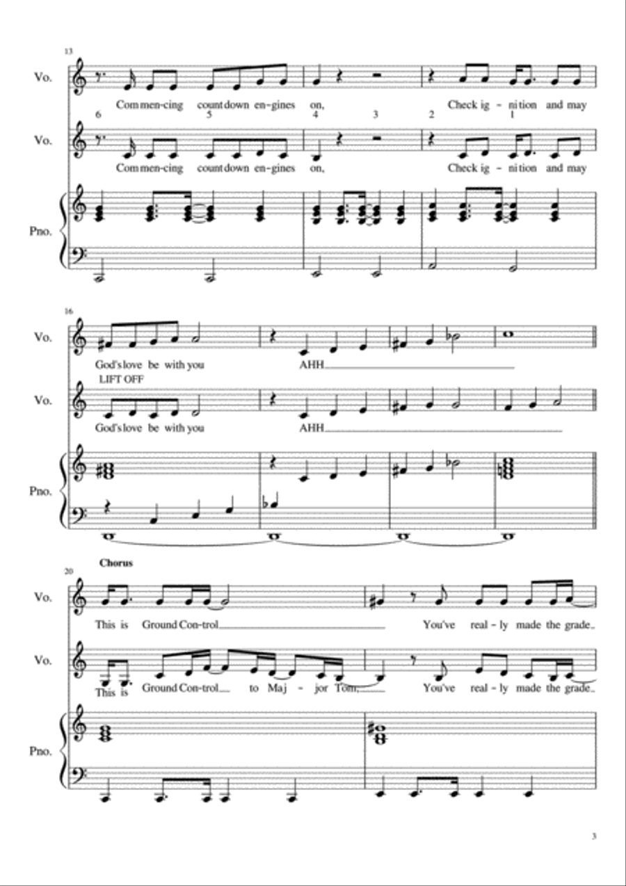 Space Oddity Space Oddity Piano scores gallery preview page 3