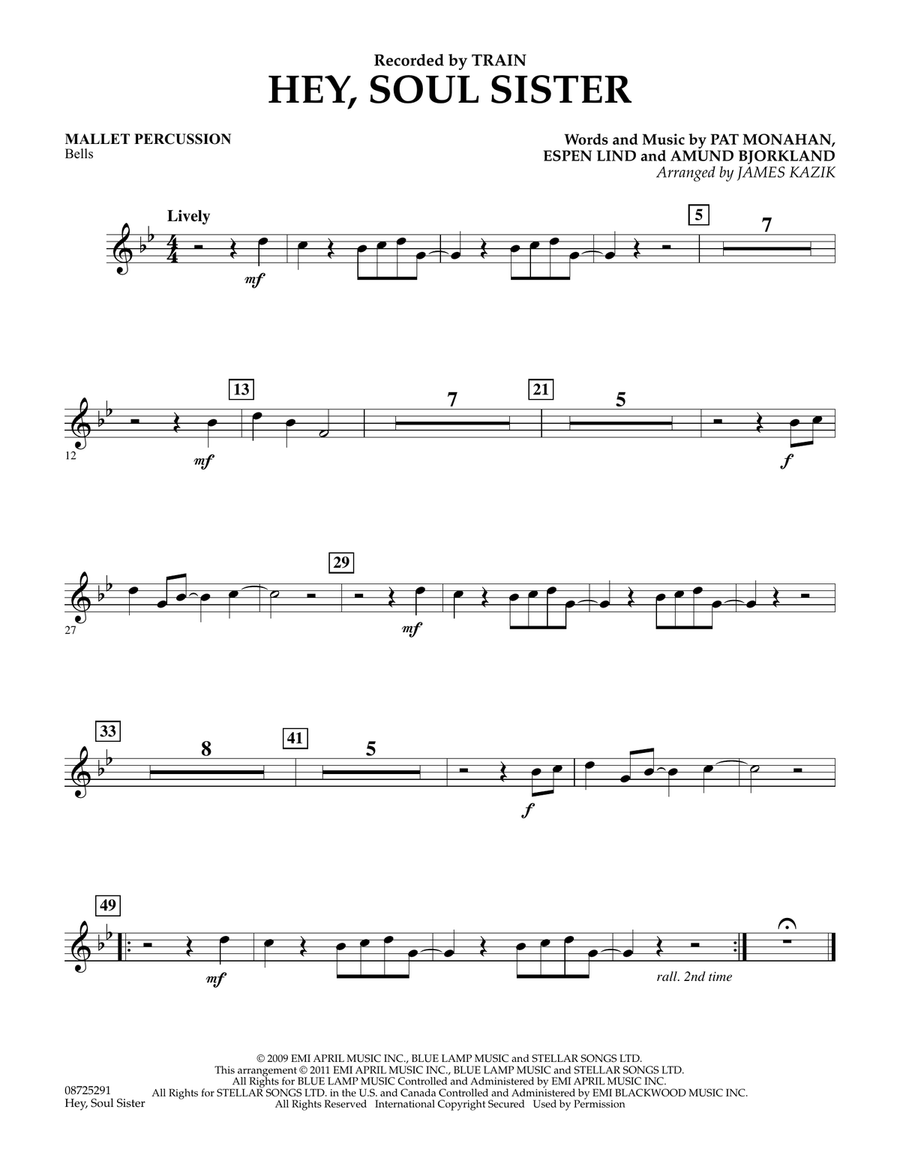 Hey, Soul Sister - Mallet Percussion Concert Band scores gallery preview page 1