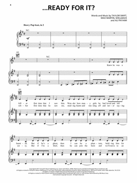 Taylor Swift – Reputation by Taylor Swift Piano, Vocal, Guitar - Sheet Music